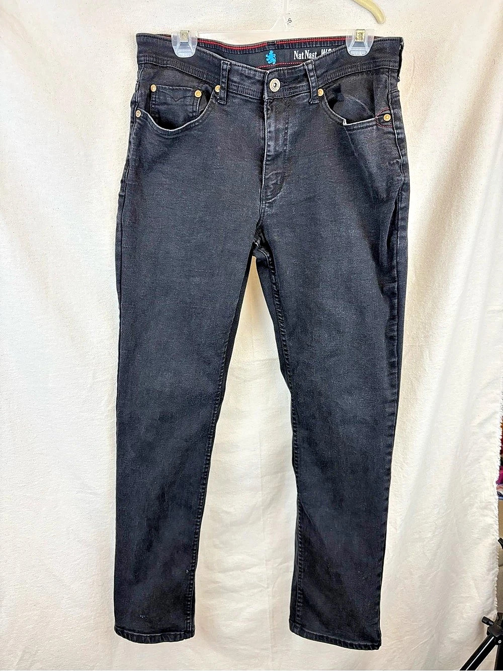 Nat Nast Denim Straight Leg Jeans Stretch 32 Black